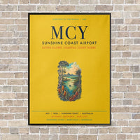 Thumbnail for Sunshine Coast Airport MCY vertical canvas print - framed - yellow background