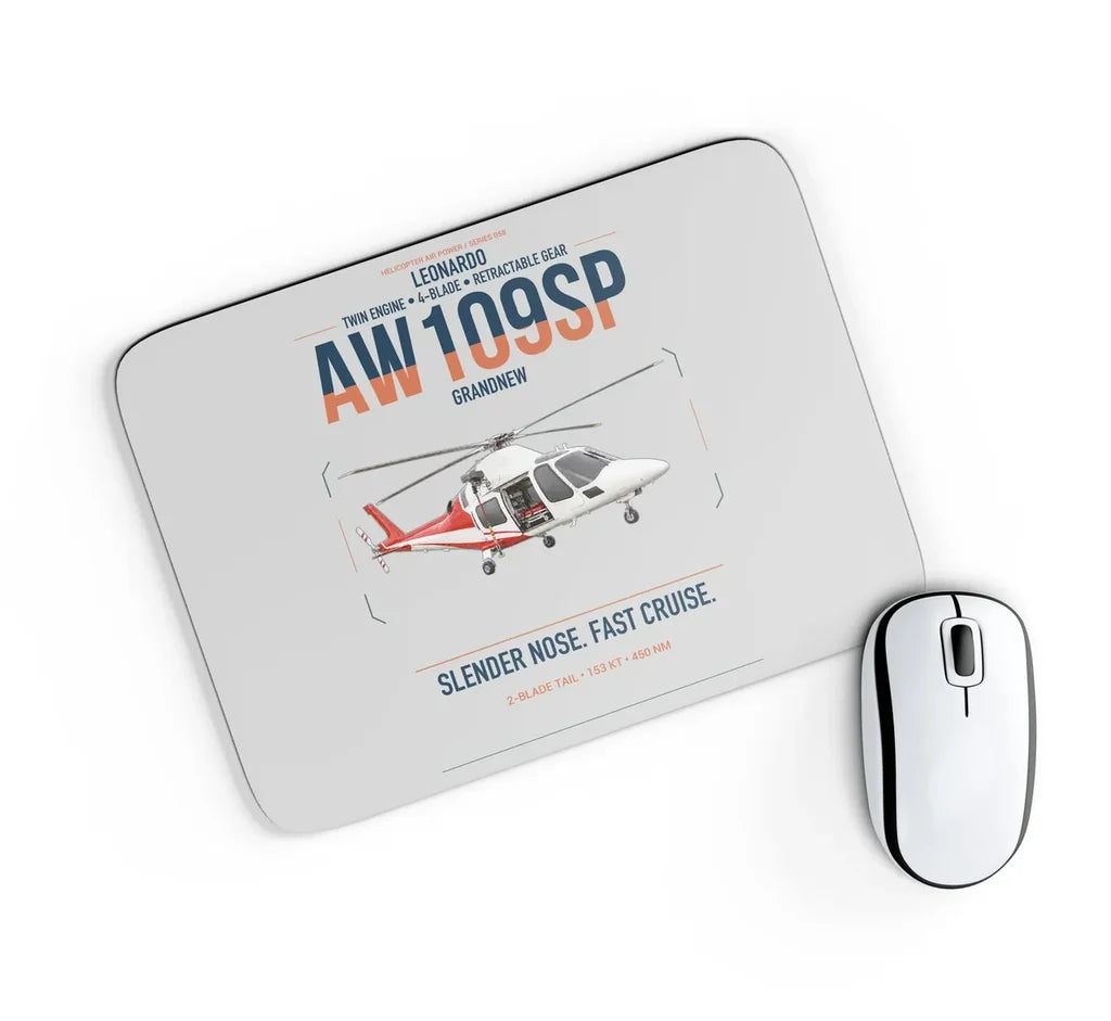 Leonardo AW109SP GrandNew design on light gray rectangle mouse pad