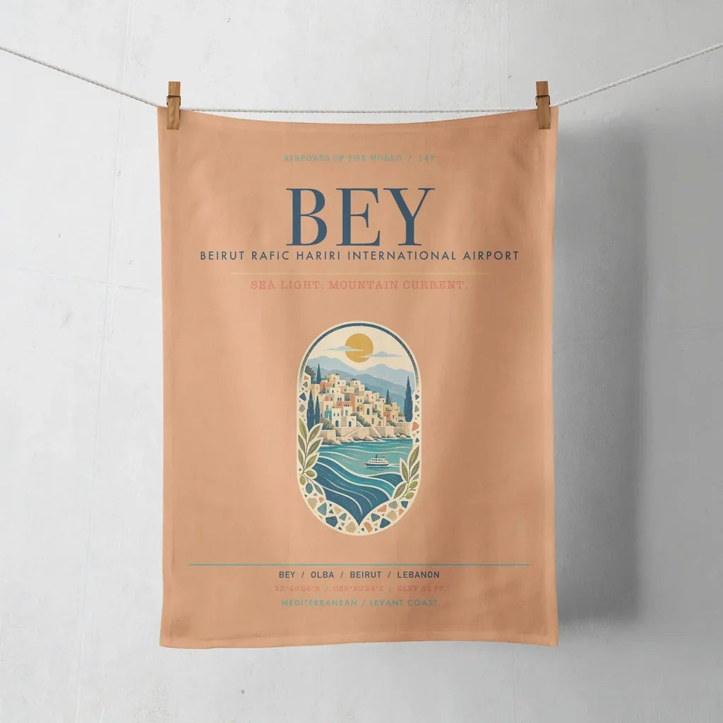 Beirut Rafic Hariri International Airport (BEY) design on orange towel