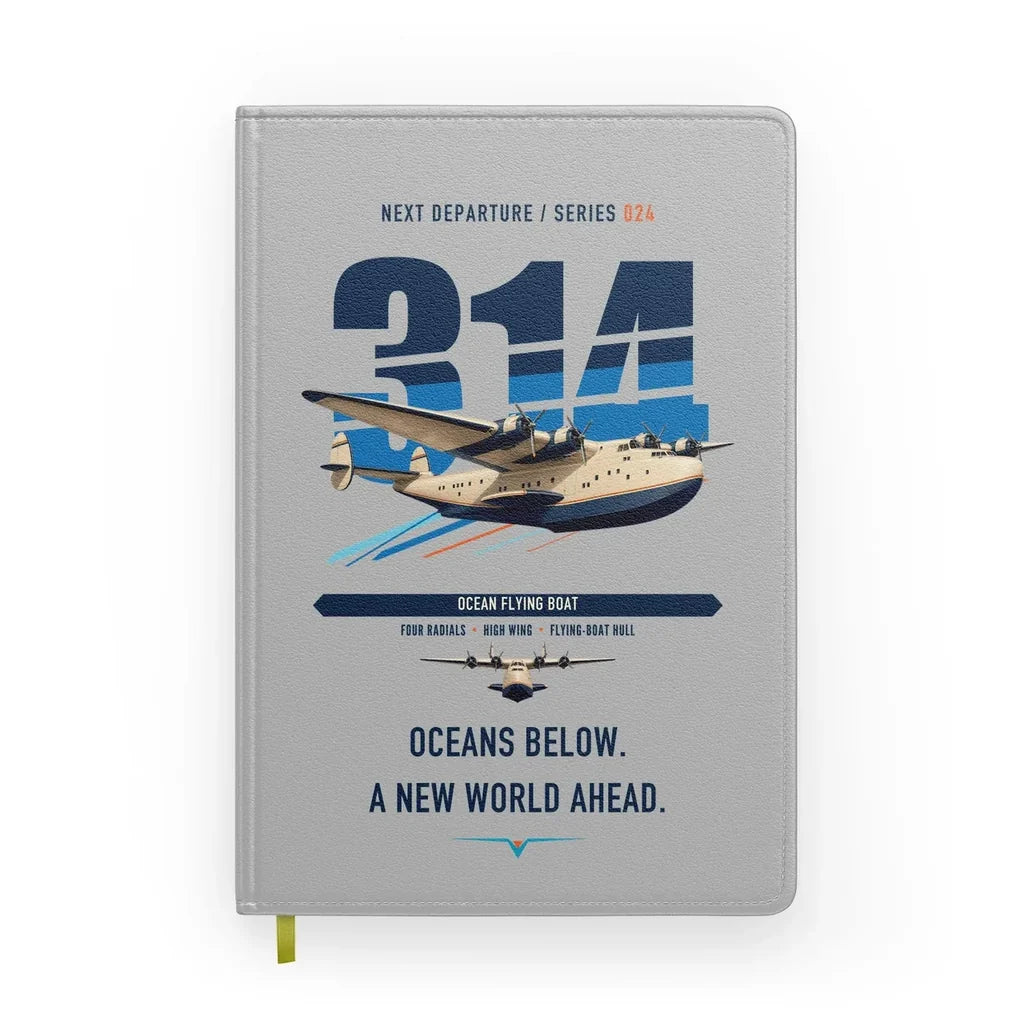 Boeing 314 Clipper design on light gray notebook