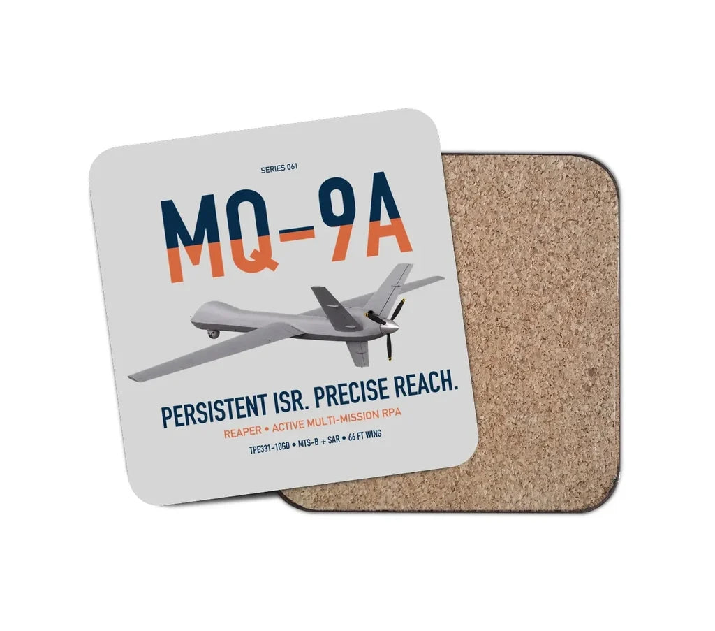 MQ-9A Reaper design on light gray 1 piece coaster