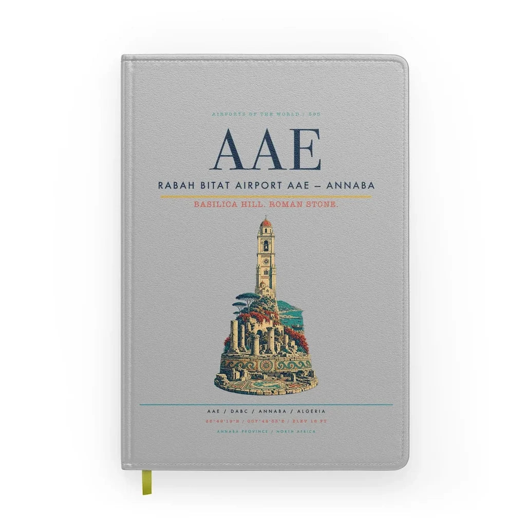Rabah Bitat Airport (AAE) design on light gray notebook