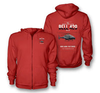 Thumbnail for Bell 429 design on red premium zipped hoodie, double-side print