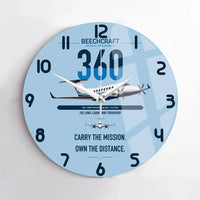 Thumbnail for Beechcraft King Air 360 design on light blue no frame wall clock