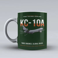 Thumbnail for KC-10A EXTENDER design on dark green ceramic mug, double-side print