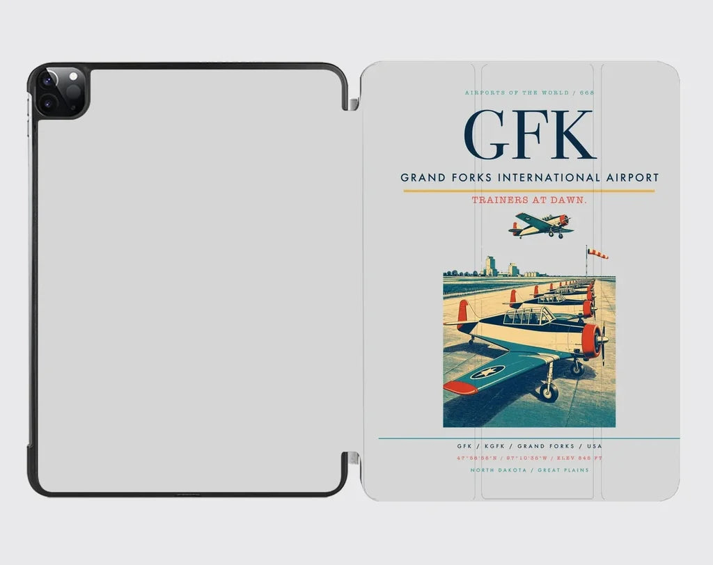Grand Forks International Airport (GFK) design on light gray ipad tablet case