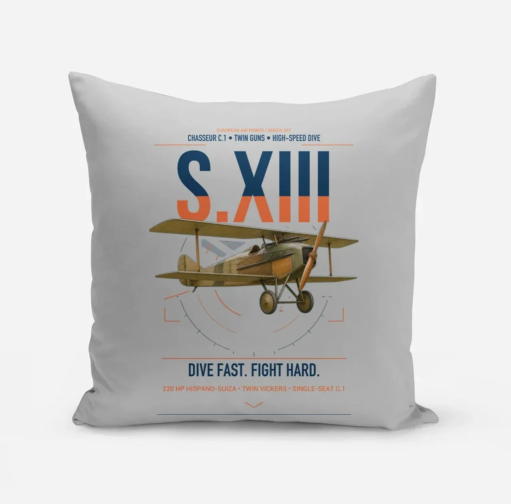 SPAD S.XIII C.1 design on light gray pillow