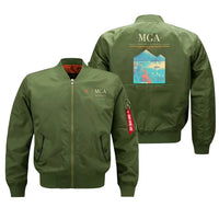 Thumbnail for Augusto C. Sandino International Airport (MGA) design on green bomber jacket