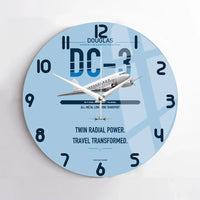 Thumbnail for Douglas DC-3 design on light blue no frame wall clock