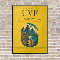 Thumbnail for Hewanorra International Airport UVF vertical canvas print - framed - yellow background