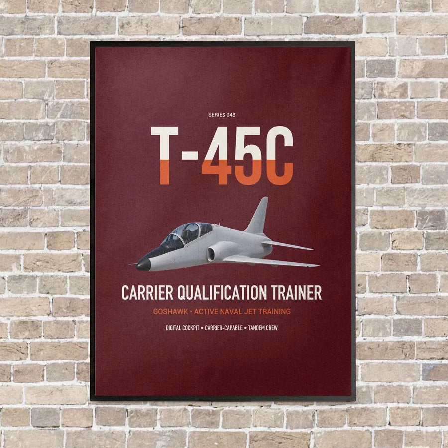 T-45C Goshawk vertical canvas print - framed - dark red background
