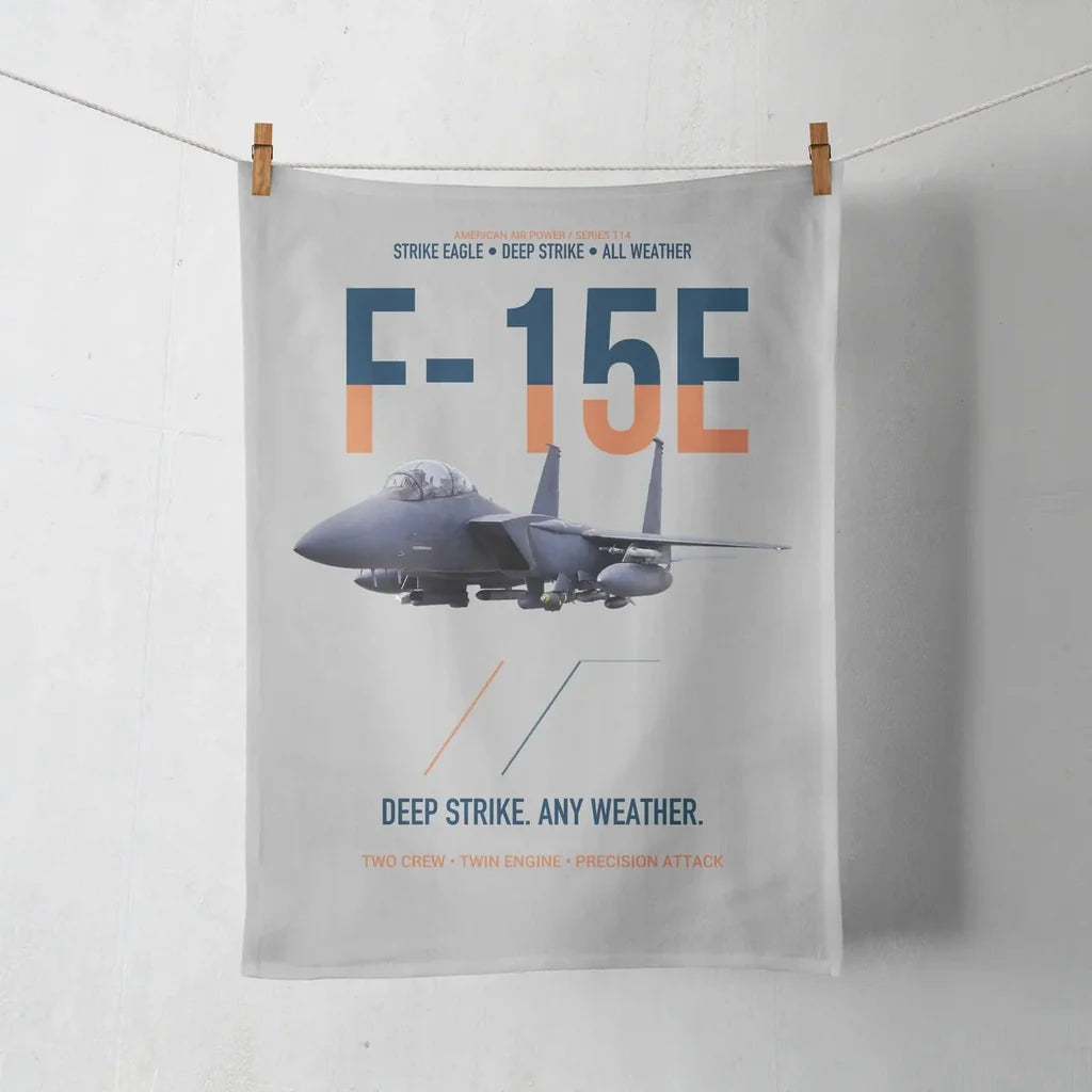 F-15E Strike Eagle Deep Strike Any Weather design on light gray towel
