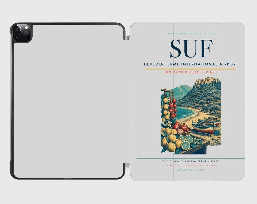 Lamezia Terme International Airport (SUF) design on light gray ipad tablet case