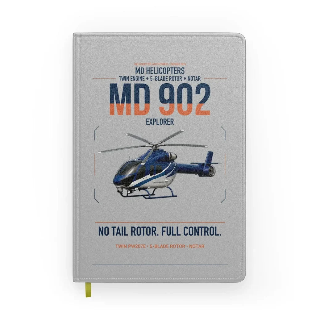 MD Helicopters MD 902 Explorer design on light gray notebook