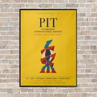 Thumbnail for Pittsburgh International Airport PIT vertical canvas print - framed - yellow background
