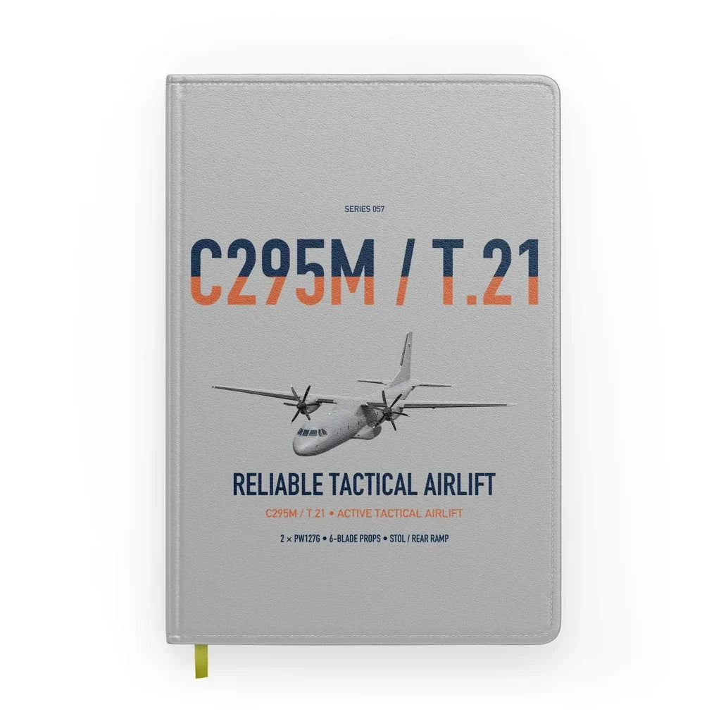 Airbus C295M T.21 design on light gray notebook