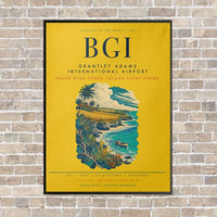 Thumbnail for Grantley Adams International Airport BGI vertical canvas print - framed - yellow background