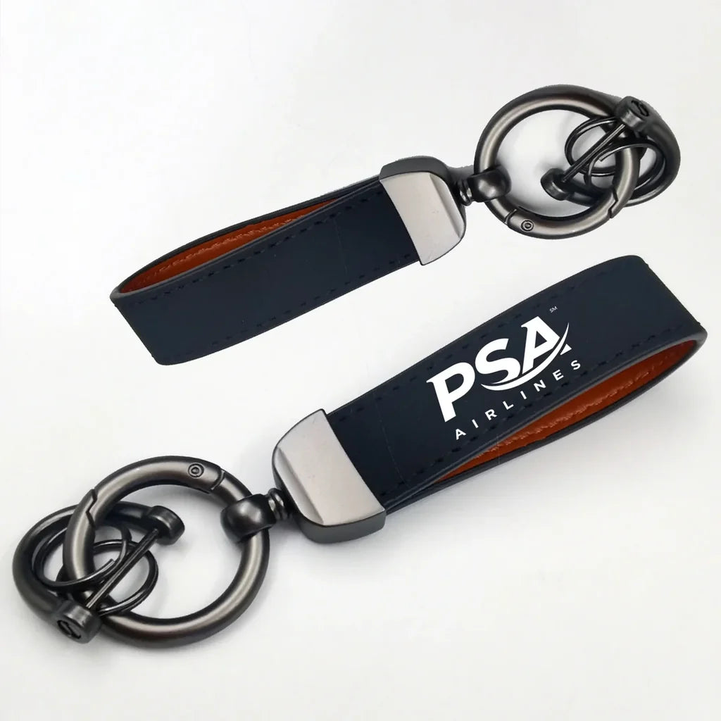 PSA Airlines Horseshoe Buckle key chain in navy blue