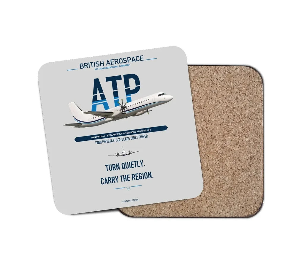 British Aerospace ATP design on light gray 1 piece coaster