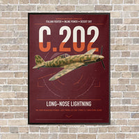 Thumbnail for Macchi C.202 Folgore vertical canvas print - framed - dark red background