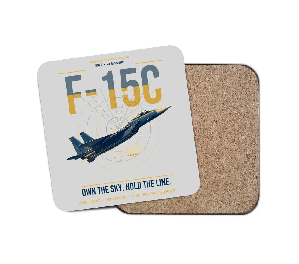 F-15C Eagle design on light gray 1 piece coaster