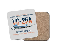 Thumbnail for VC-25A Air Force One Presidential Airlift design on light gray 1 piece coaster