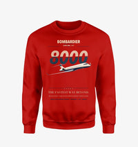 Thumbnail for Bombardier Global 8000 design on red sweatshirt