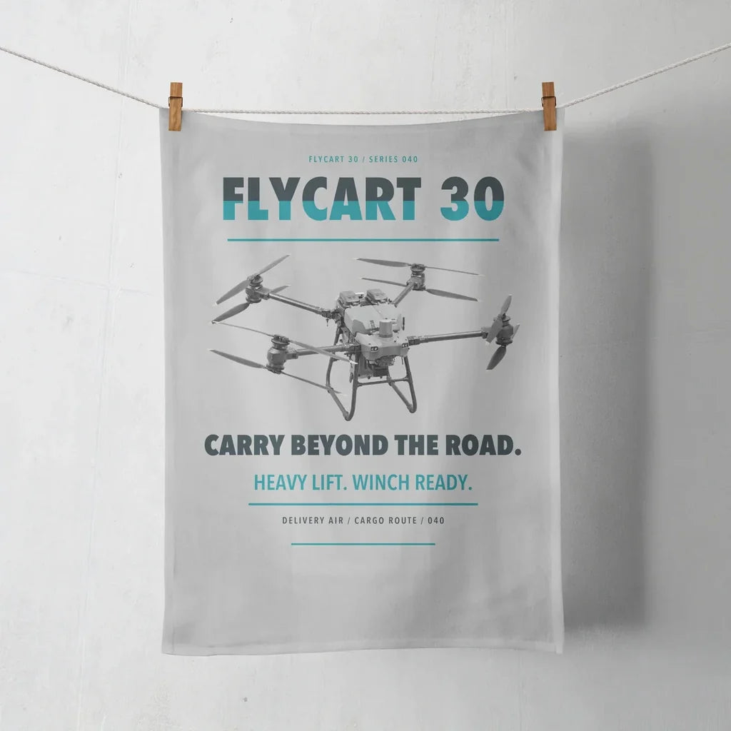 DJI FlyCart 30 design on light gray towel