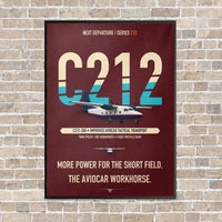 Thumbnail for CASA C-212-200 Aviocar vertical canvas print - framed - dark red background