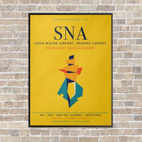 Thumbnail for John Wayne Airport, Orange County SNA vertical canvas print - framed - yellow background