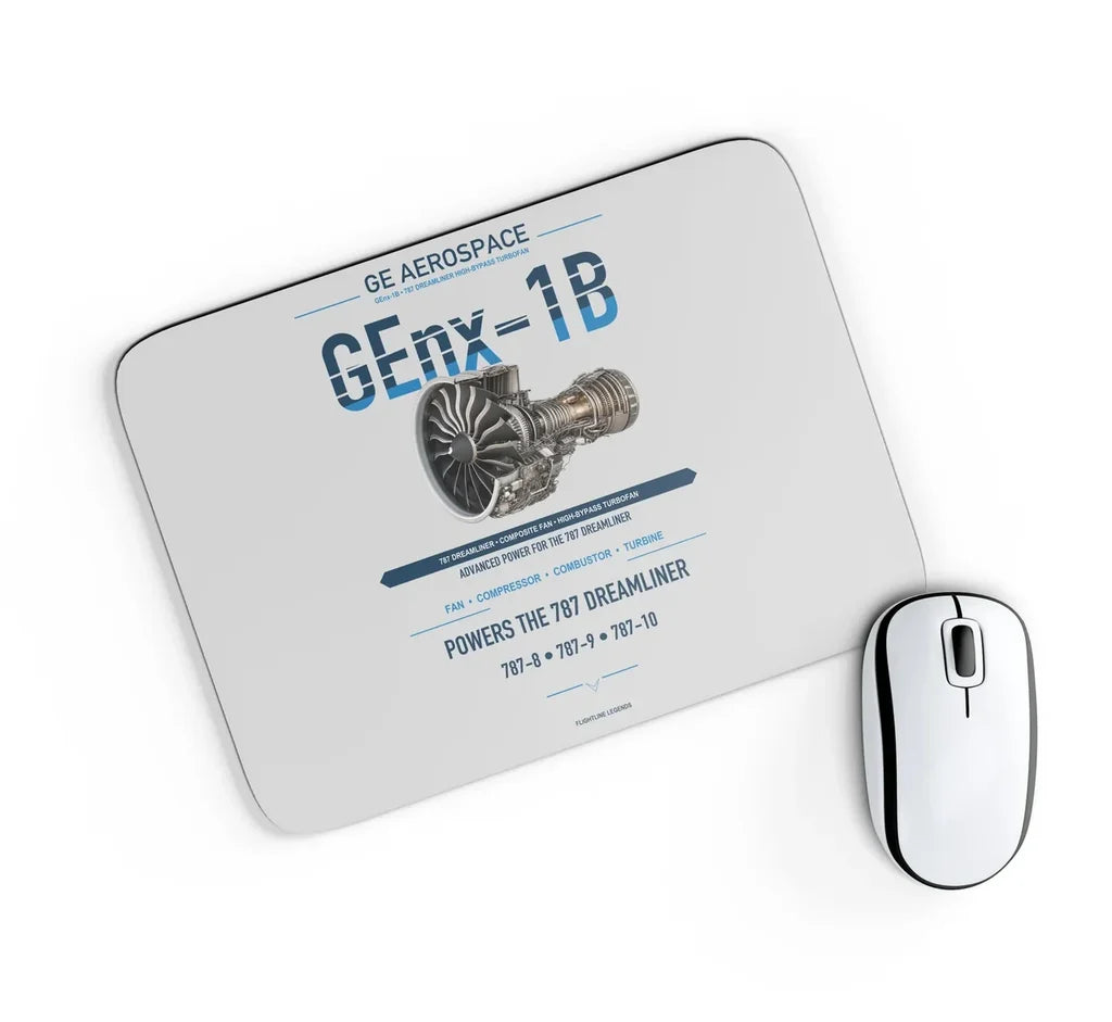 GEnx-1B design on light gray rectangle mouse pad