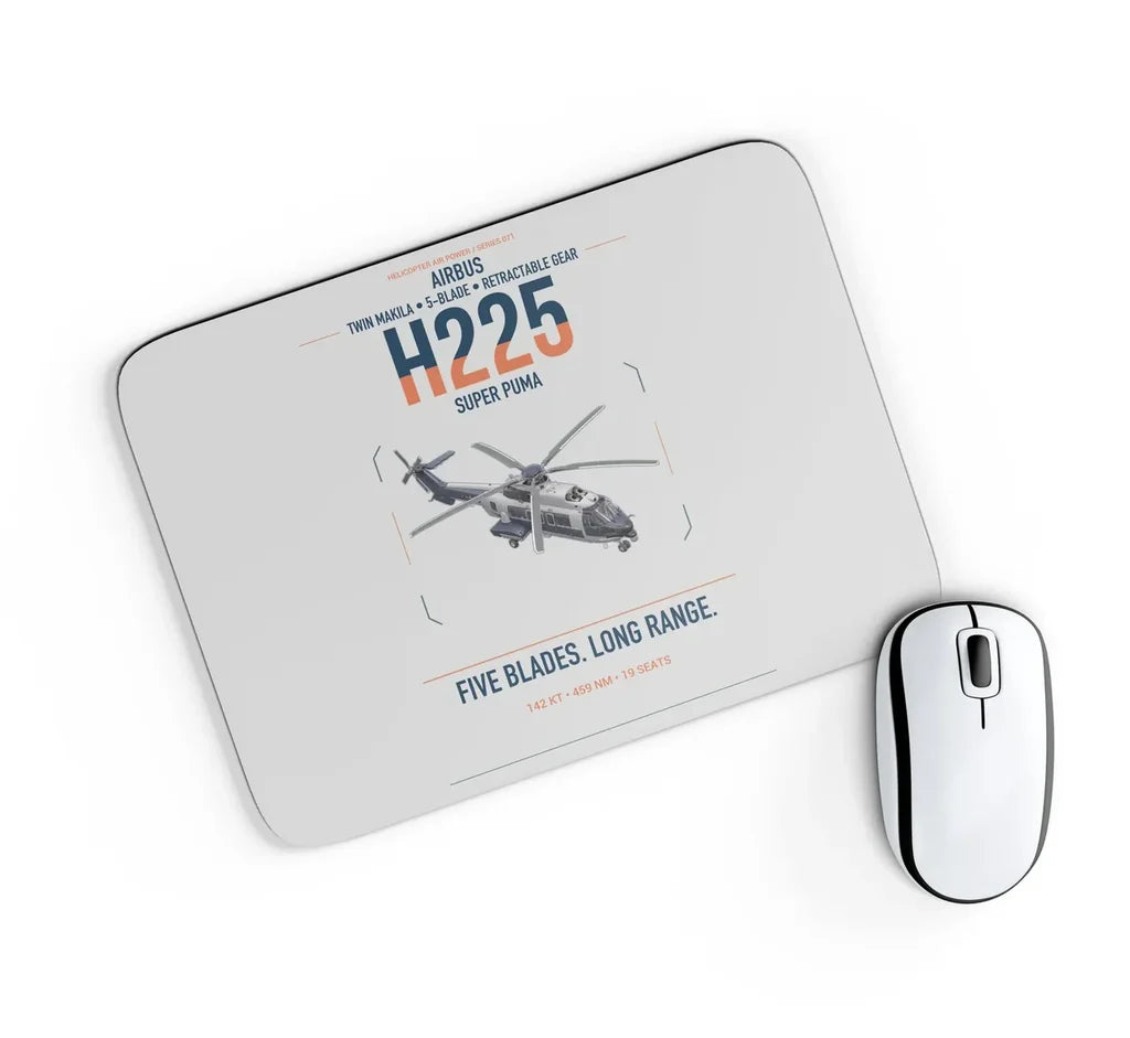 Airbus H225 design on light gray rectangle mouse pad