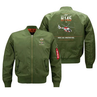 Thumbnail for Airbus H145 D3 design on green bomber jacket, double-side print