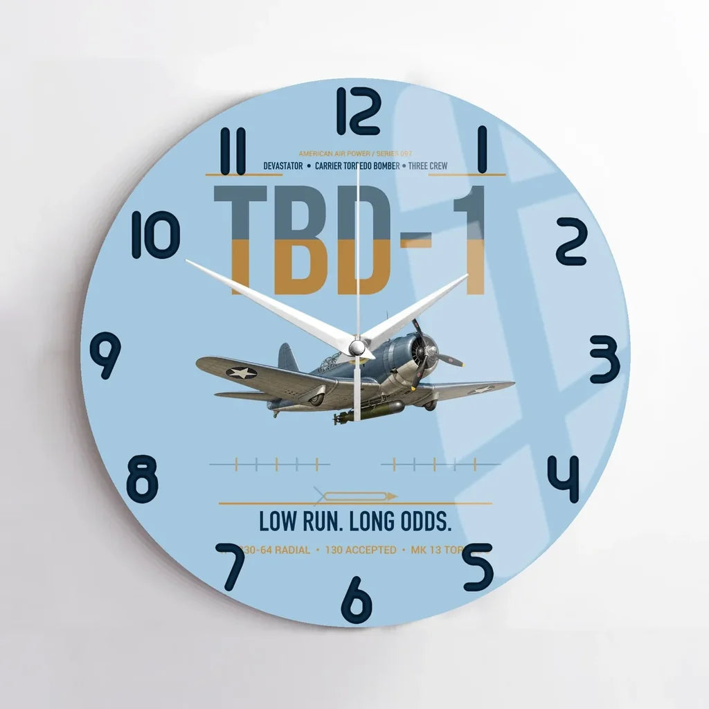 TBD-1 Devastator design on light blue no frame wall clock