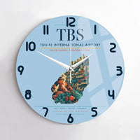 Thumbnail for Tbilisi International Airport (TBS) design on light blue no frame wall clock