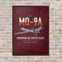 Thumbnail for MQ-9A Reaper vertical canvas print - framed - dark red background