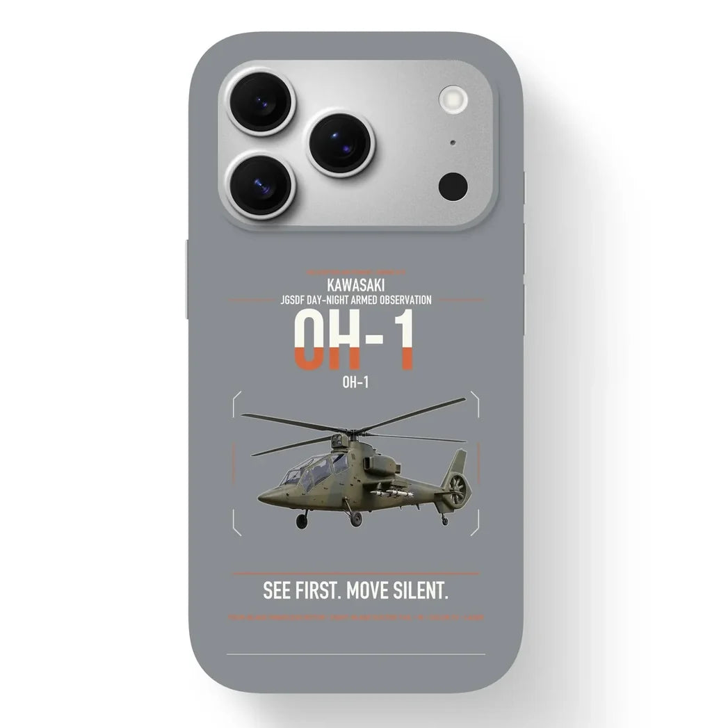 Kawasaki OH-1 design on gray magsafe iphone case, for iPhone 17 Pro