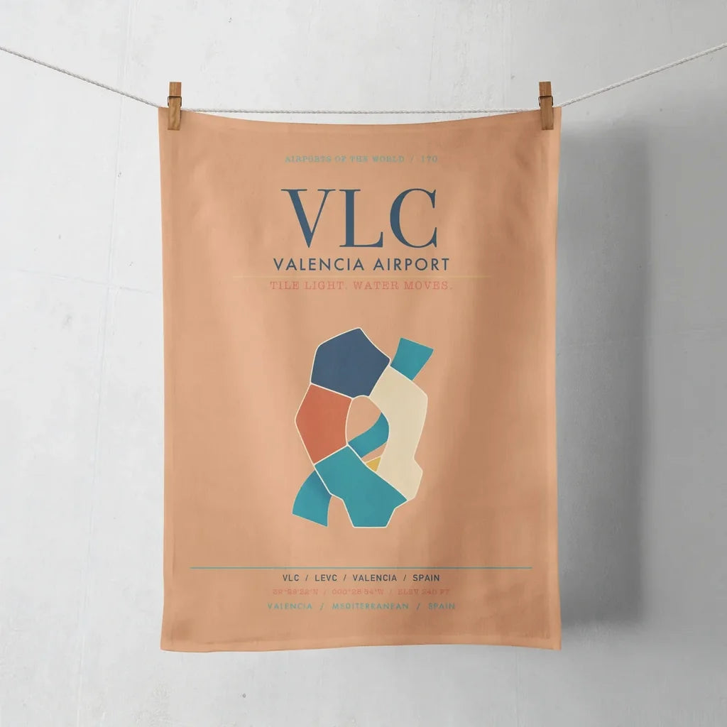 Valencia Airport (VLC) design on orange towel