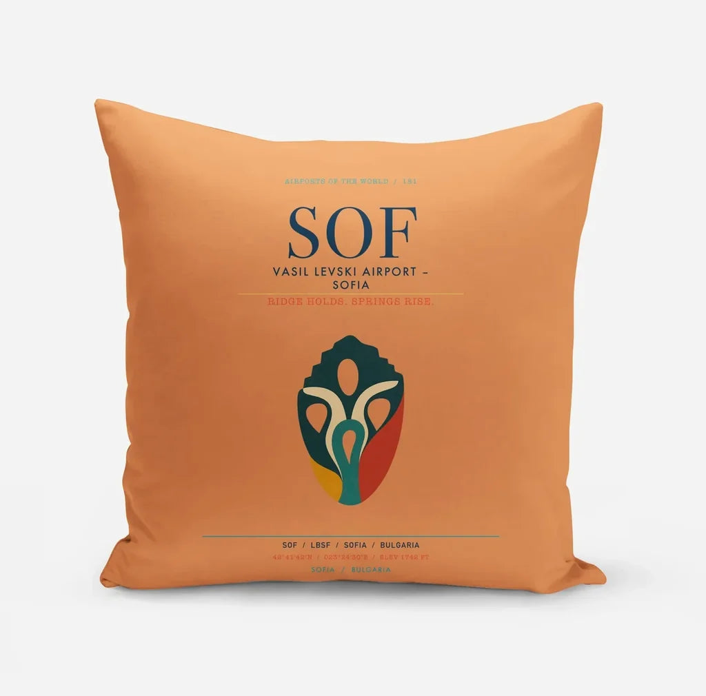 Vasil Levski Airport – Sofia (SOF) design on orange pillow