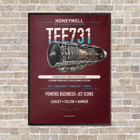 Thumbnail for TFE731 vertical canvas print - framed - dark red background