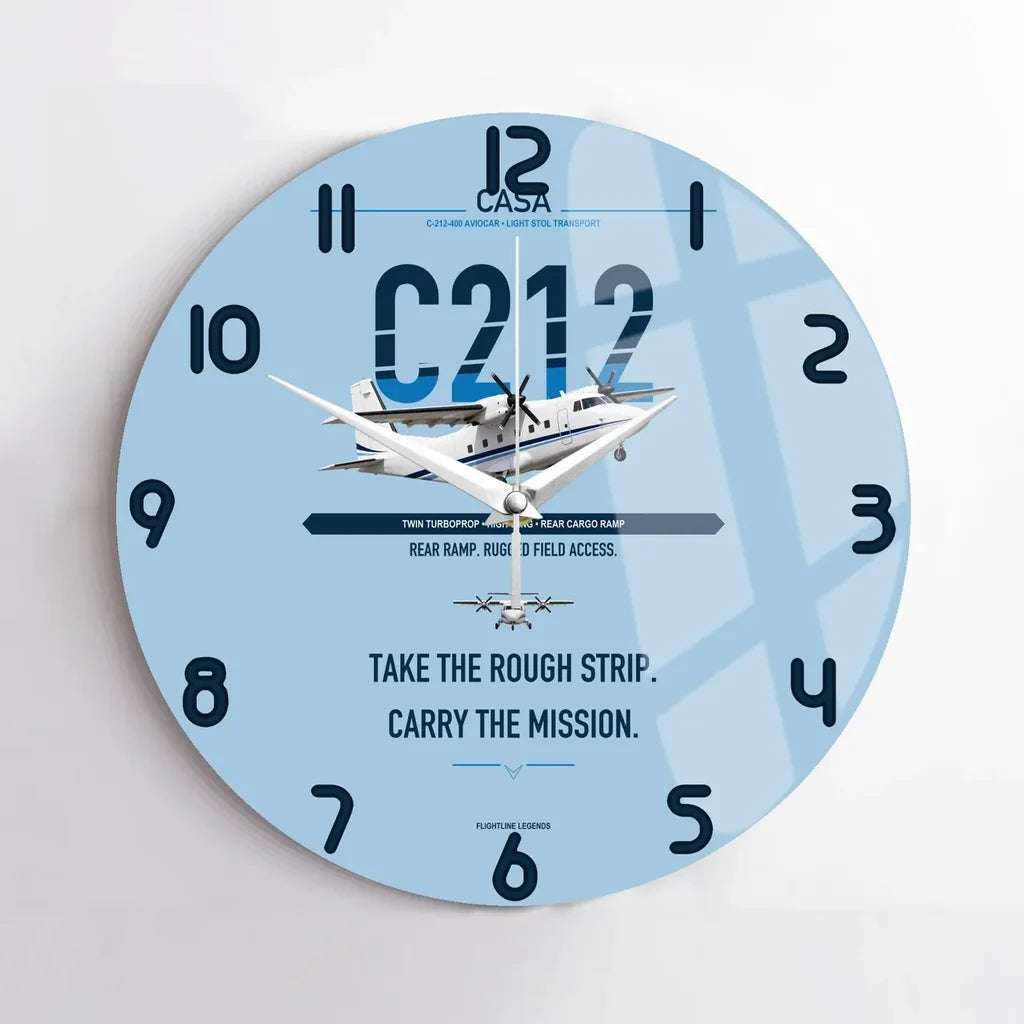 CASA C-212-400 Aviocar design on light blue no frame wall clock