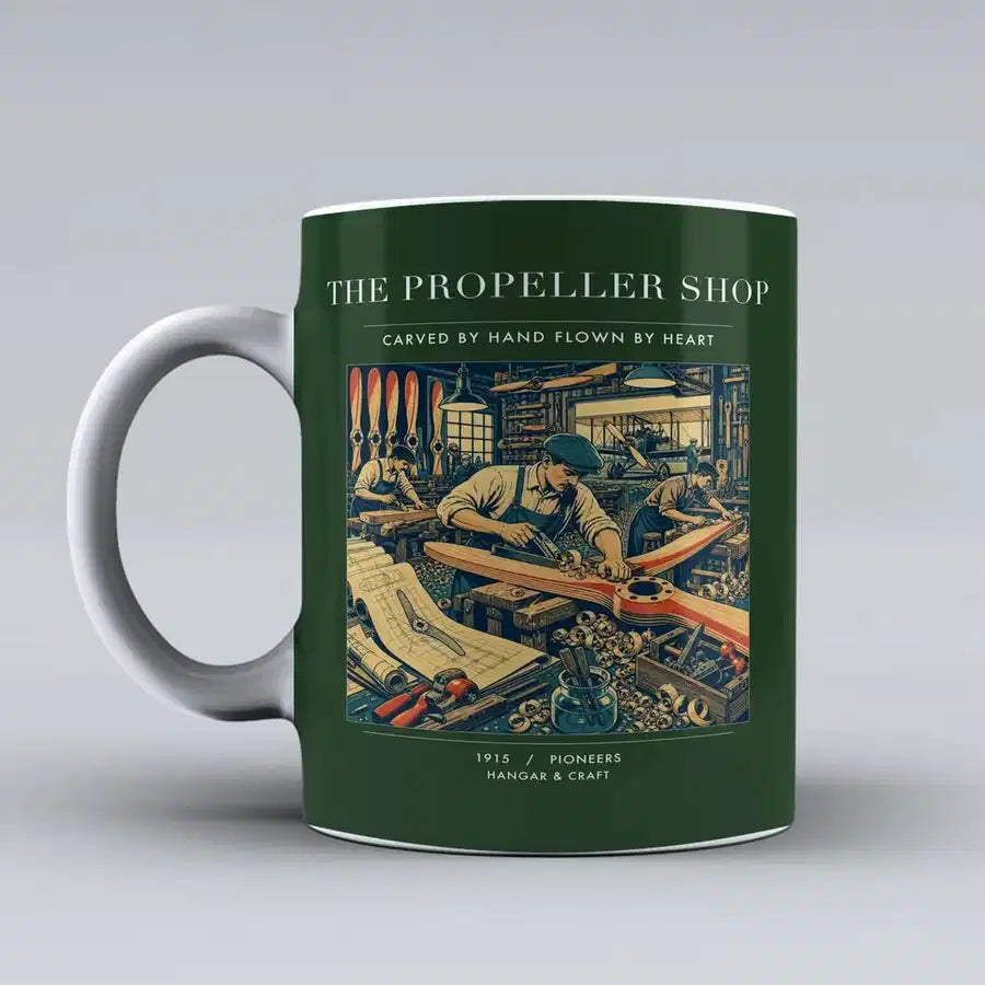 VINTAGE G4014 - The Propeller Shop - Ceramic Mug design on darkgreen