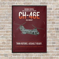 Thumbnail for Boeing Vertol CH-46E Sea Knight vertical canvas print - framed - dark red background
