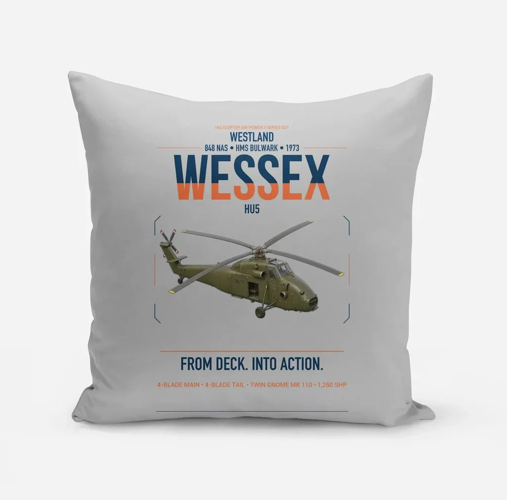 Westland Wessex HU5 design on light gray pillow
