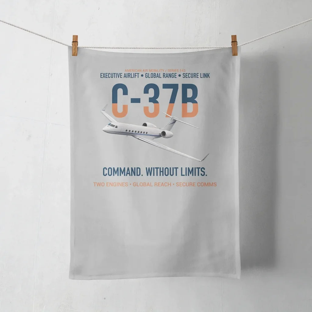 C-37B Global Command Link design on light gray towel