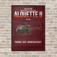 Thumbnail for Sud Aviation SE 3130 Alouette II vertical canvas print - framed - dark red background