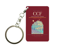 Thumbnail for Carcassonne Airport (CCF) design on dark red key chain