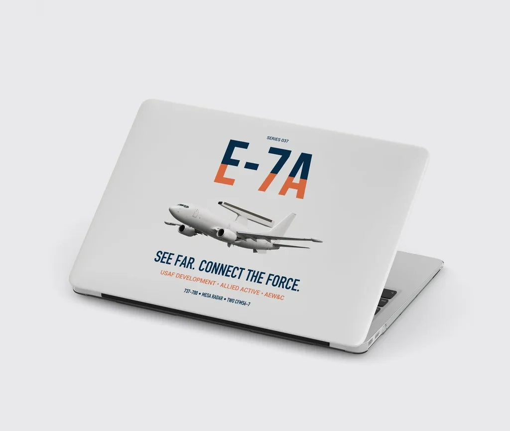 E-7A Wedgetail design on light gray MacBook case