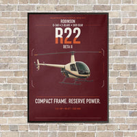Thumbnail for Robinson R22 Beta II vertical canvas print - framed - dark red background
