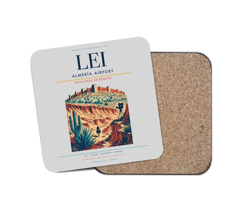 Almería Airport (LEI) design on light gray 1 piece coaster